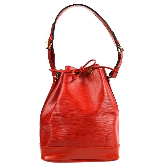 Louis Vuitton Noe Drawstring Shoulder Bag Purse Red